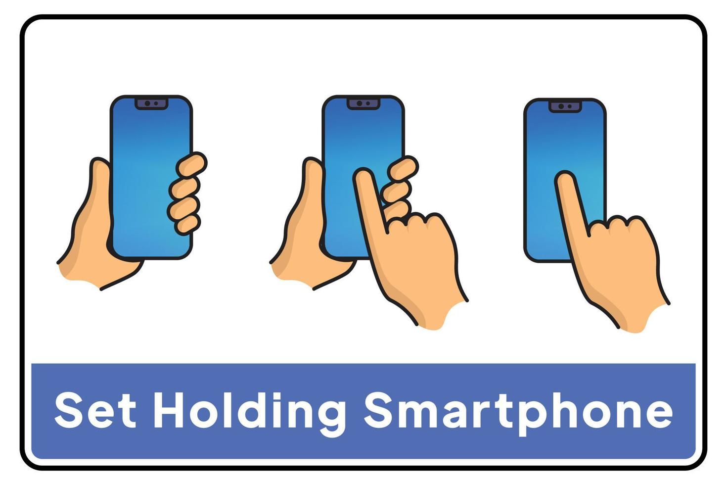 Cell Phone Flat Icon. hold hands. Smartphone with vector