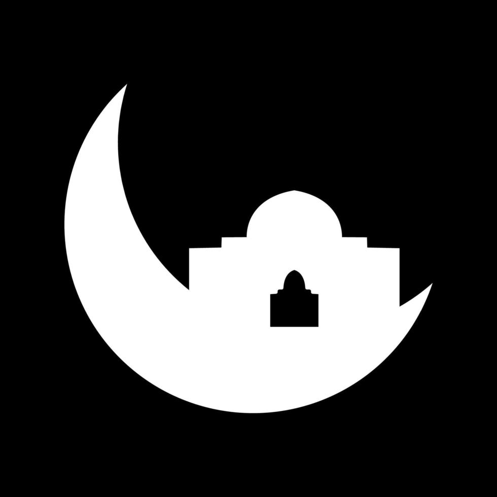 Crescent moon with mosque vector