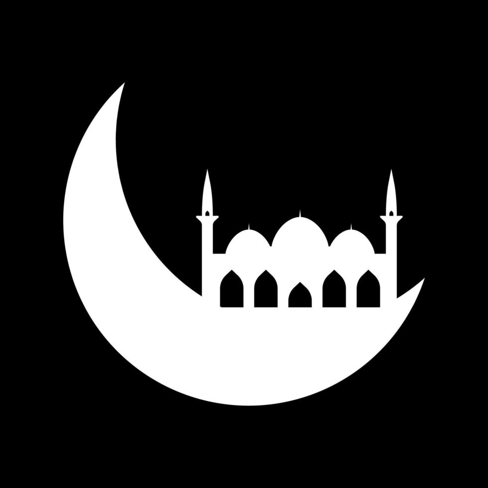 luna creciente con mezquita vector