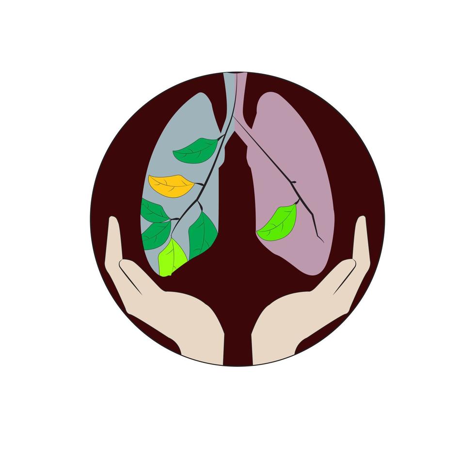 illustration of Lungs, twigs and green leaves as a symbol of healthy and sick lungs. World Tuberculosis Day or World Lung Day concept. vector