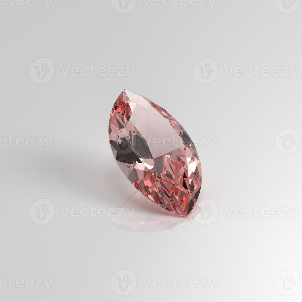 rose quartz gemstone marquise 3D render photo