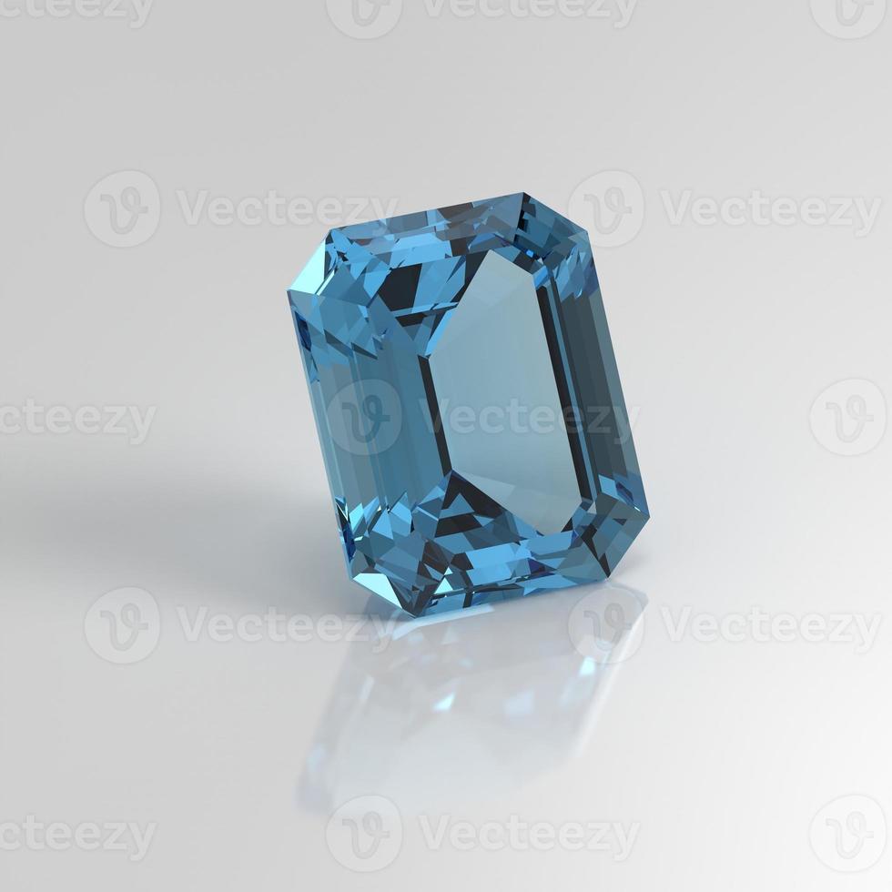 aquamarine gemstone emerald 3D render photo