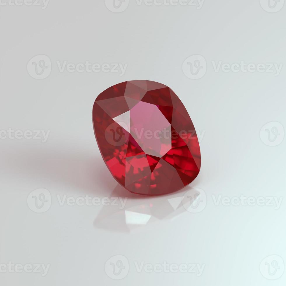 ruby gemstone cushion 3D render photo