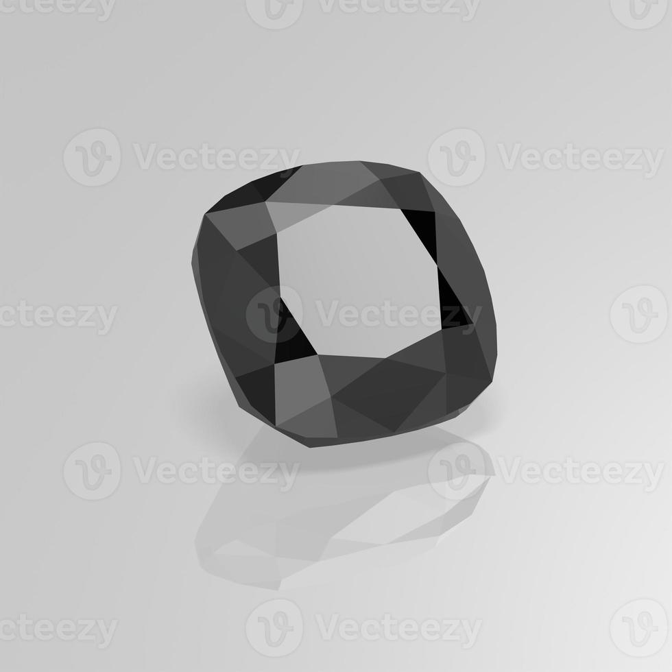 black onyx gemstone cushion square 3D render photo