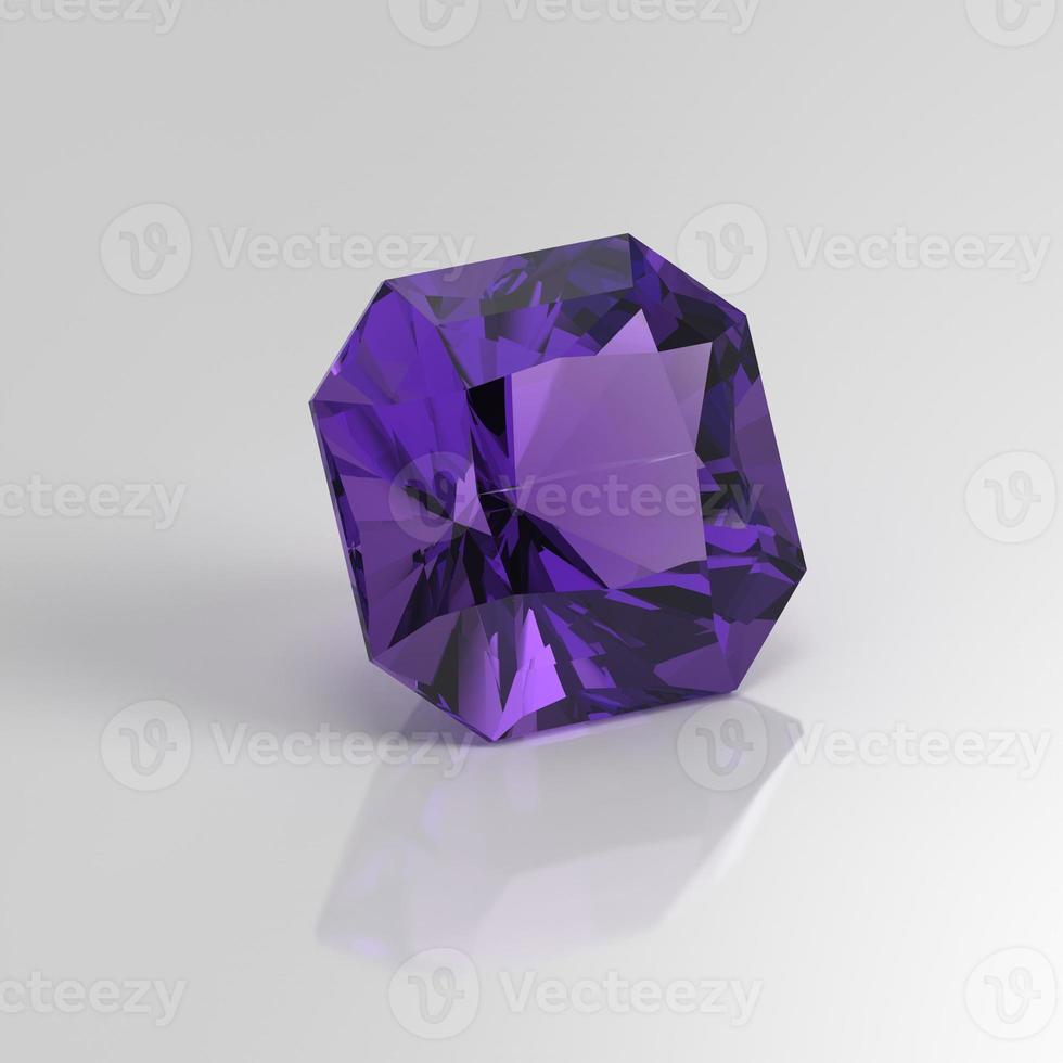 amethyst gemstone radiant square 3D render photo
