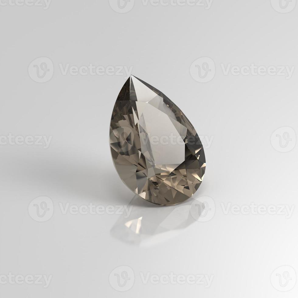smoky quartz gemstone pear drop 3D render photo