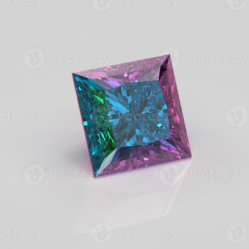 alexandrite gemstone princess 3D render photo