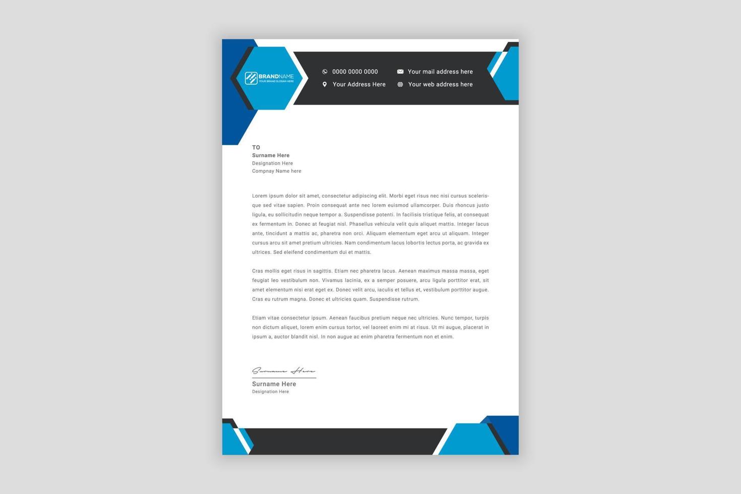 creative modern letterhead design template vector