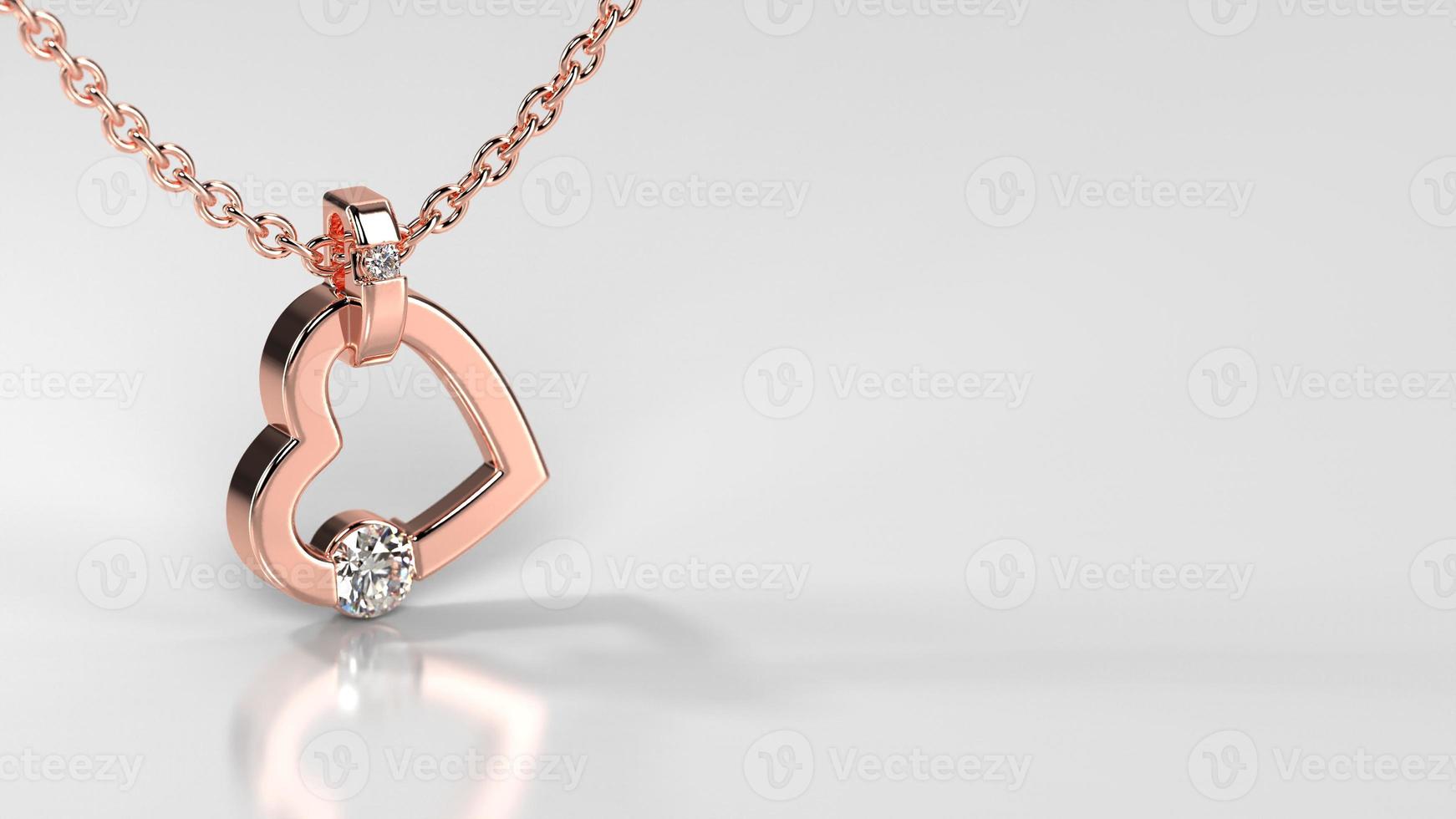 heart shape rose gold pendant for gift purpose 3d render photo