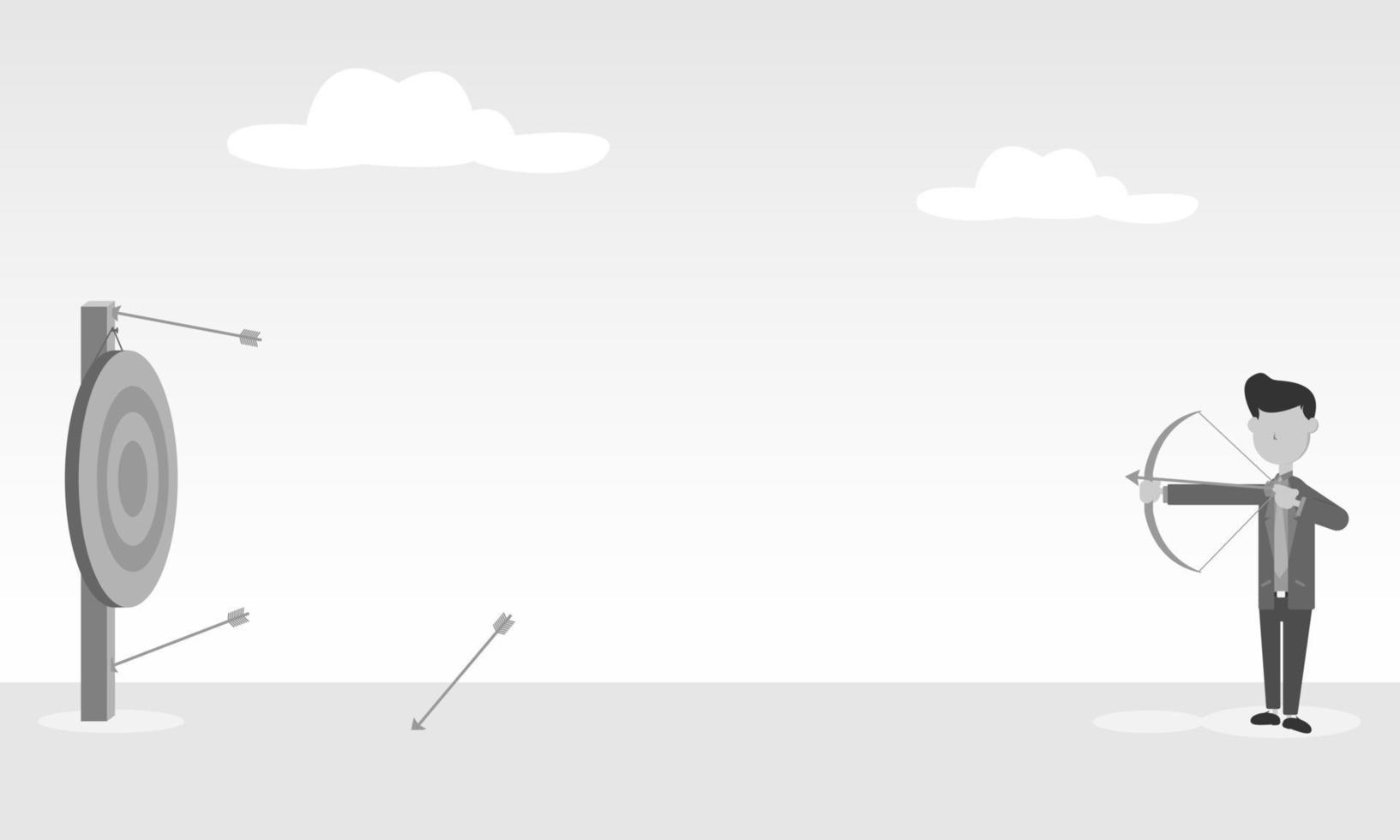 A businessman shoots a target. Aim at the target to achieve the goal vector
