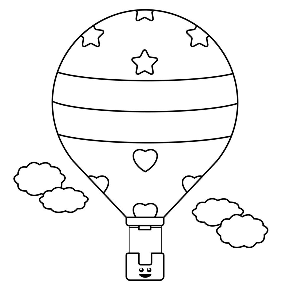 Hot Air Balloon Coloring Sheet Suitable For Preschool Education 