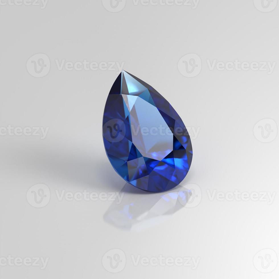 blue sapphire gemstone pear drop 3D render photo