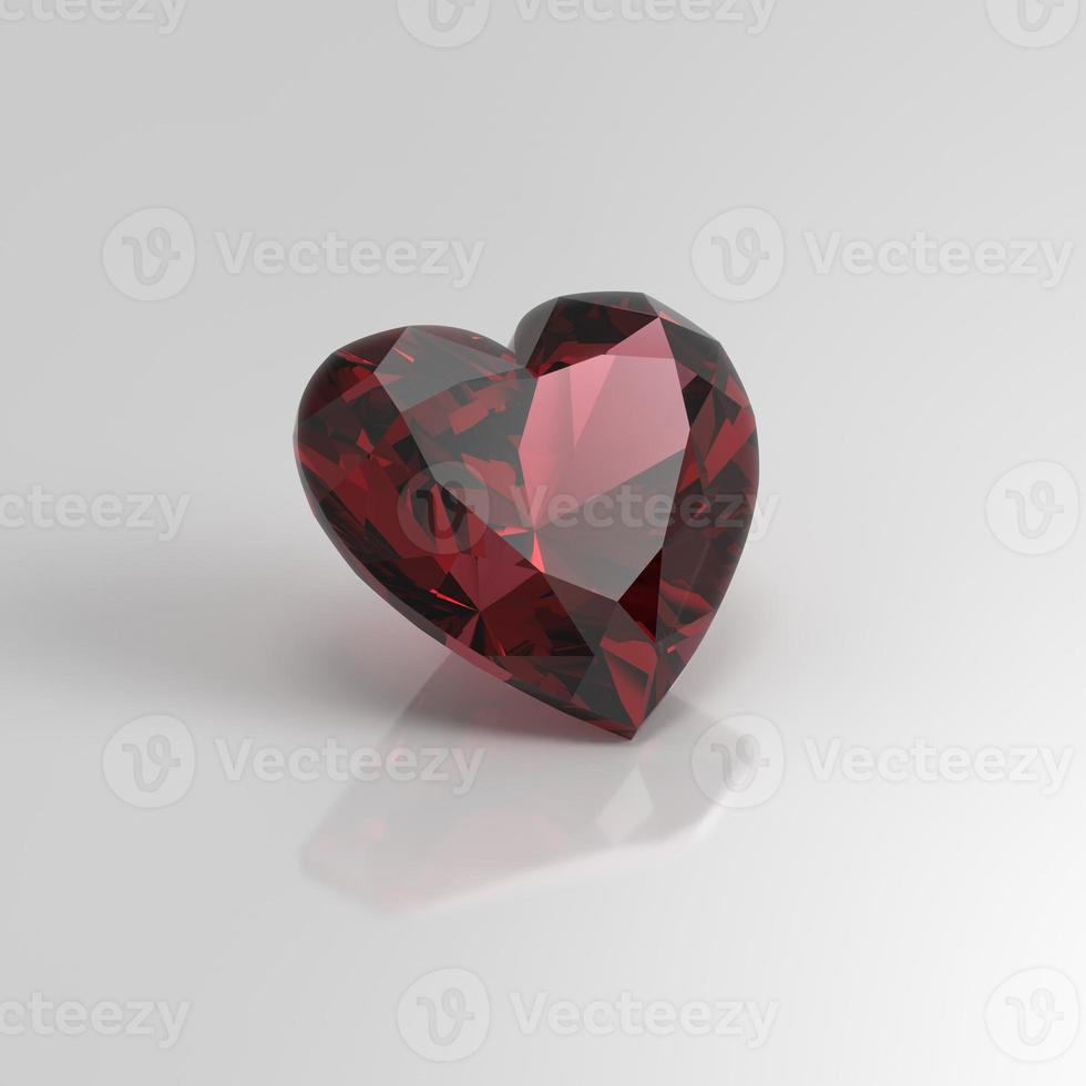 garnet gemstone heart 3D render photo