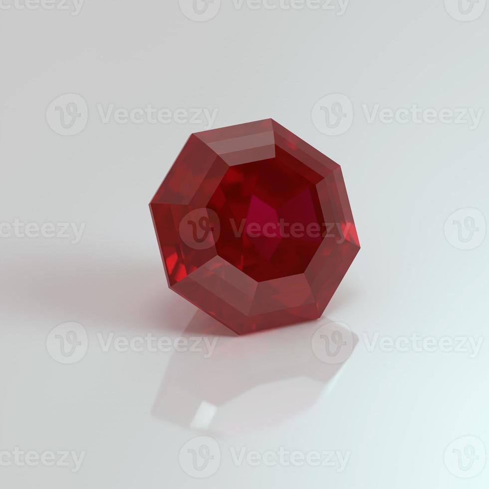 ruby gemstone octagon 3D render photo