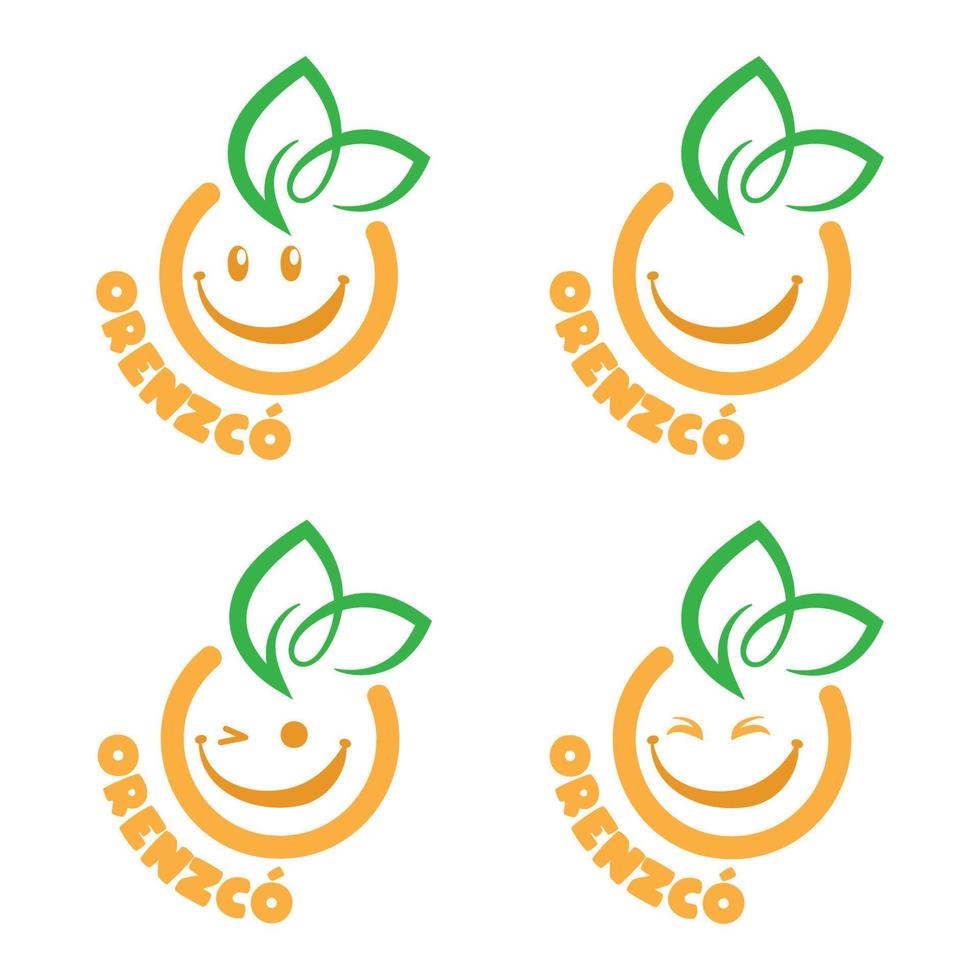 logotipo de diseño de emoción naranja sonriente vector