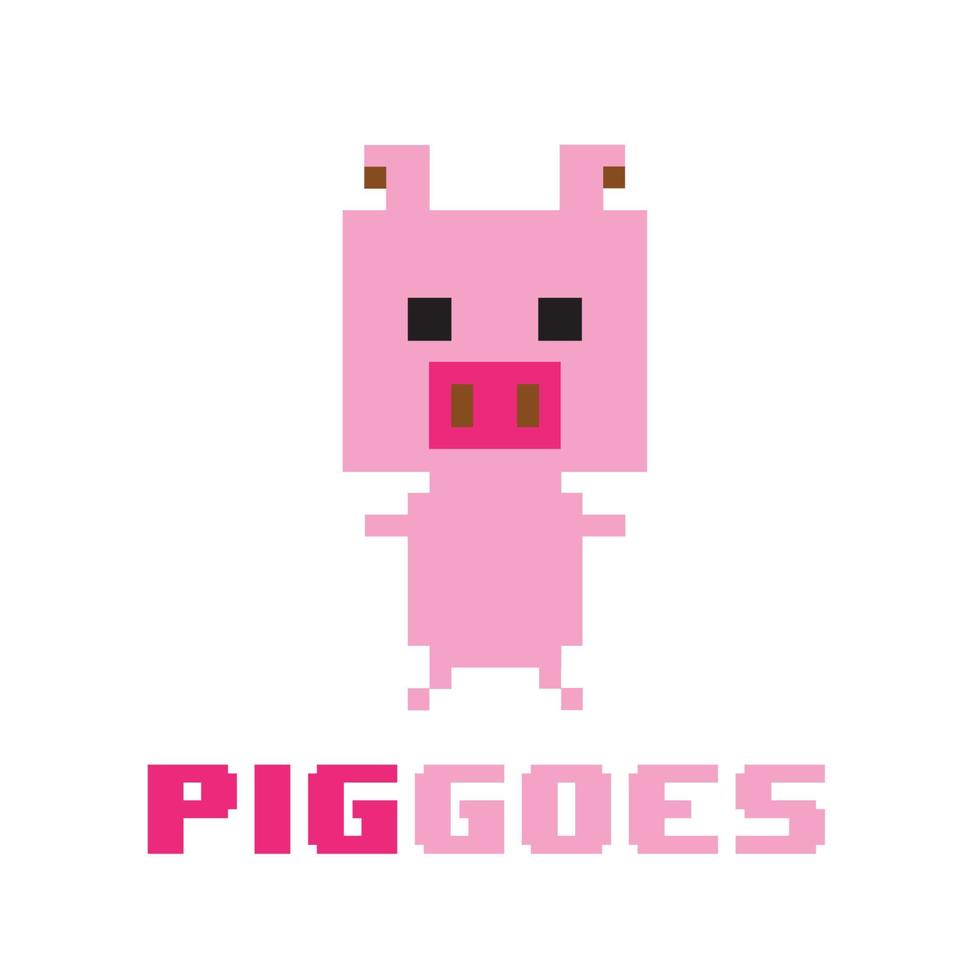 Pig 8 bit Game Logo Design vector