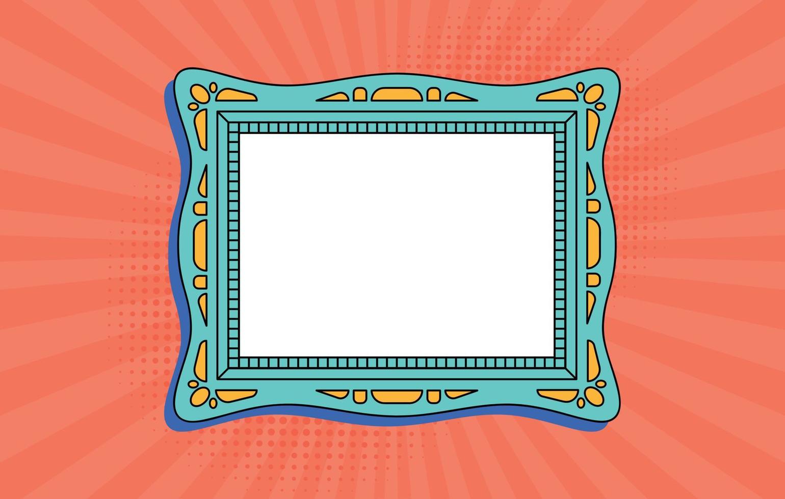 Vector template of lace blank vintage cartoon photo picture painting frame