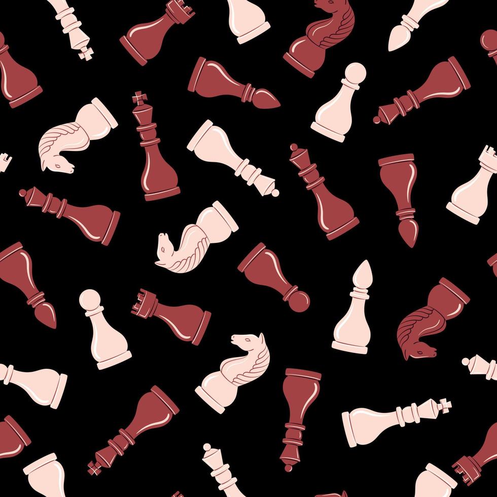 Chess figures background. Chess elements seamless pattern. vector