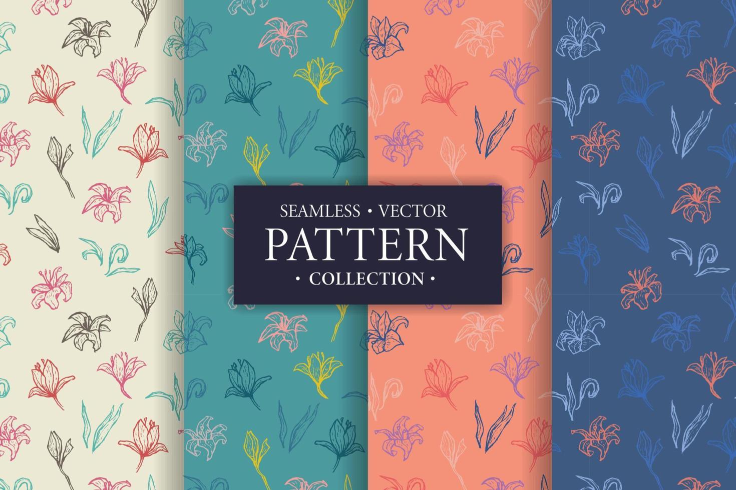 Seamless background pattern vector hand drawn floral collection