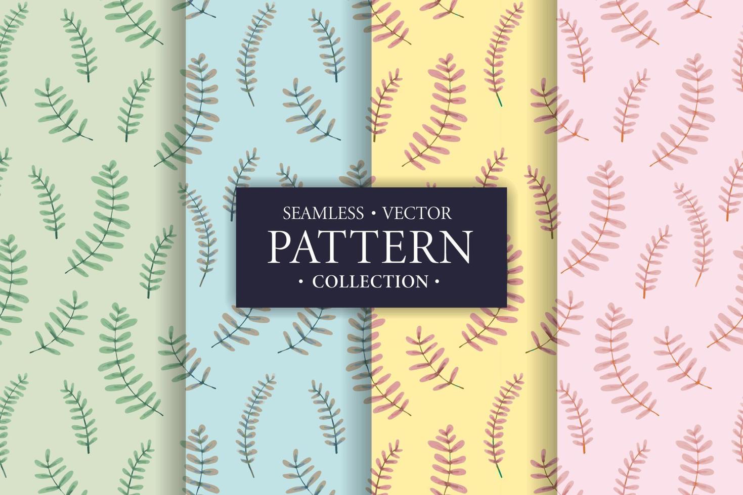 Seamless background pattern vector water color leaves collection