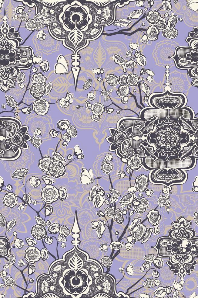 decorative cherry blossom chinoiserie VECTOR REPEAT PATTERN