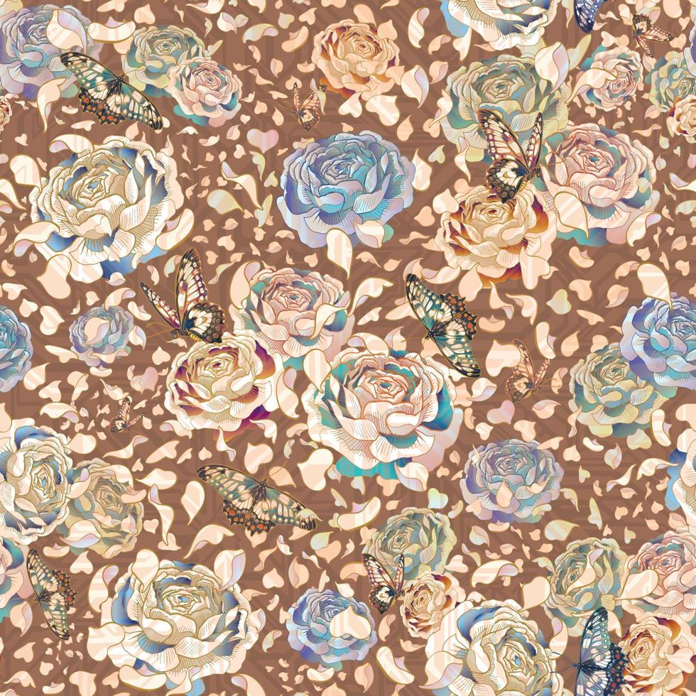 vintage floral seamless repeat pattern vector