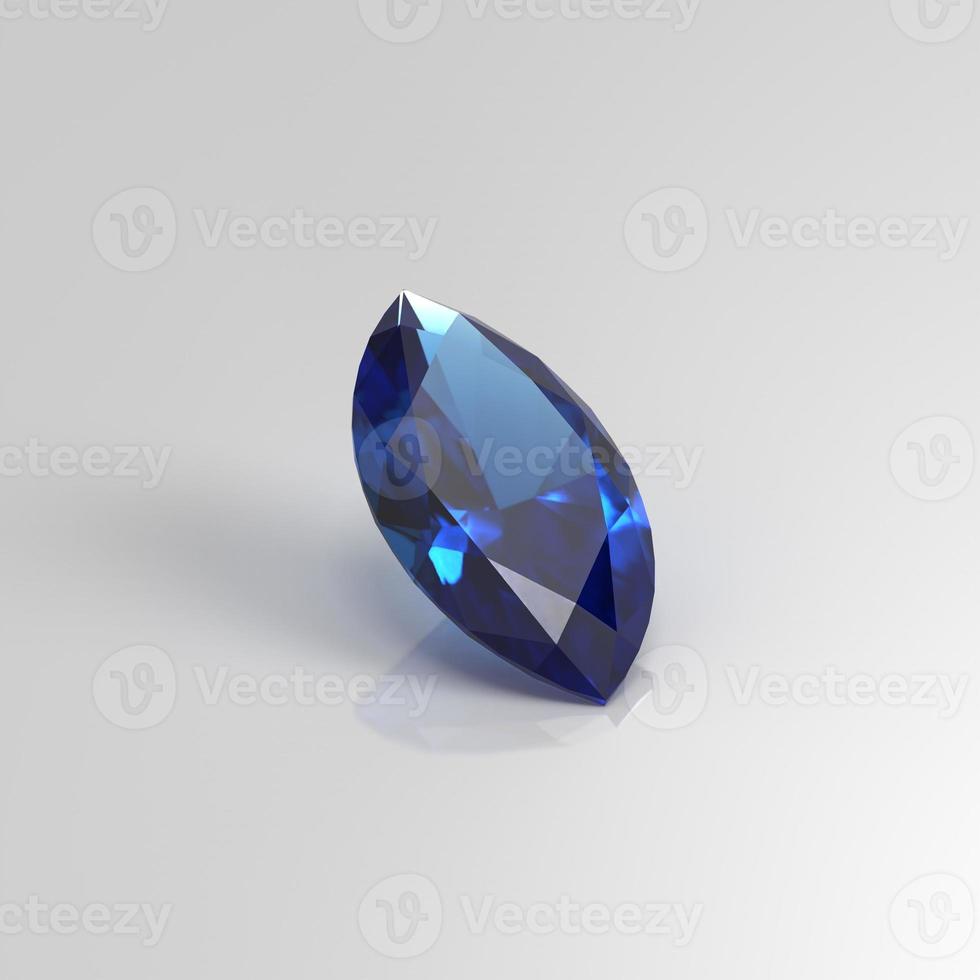 blue sapphire gemstone marquise 3D render photo