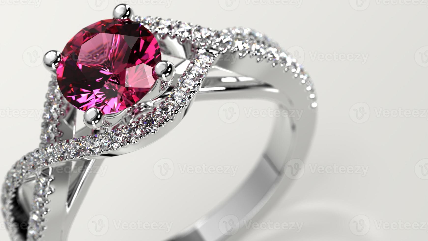 closeup shot with pink tourmaline solitaire criss cross engagement ring photo