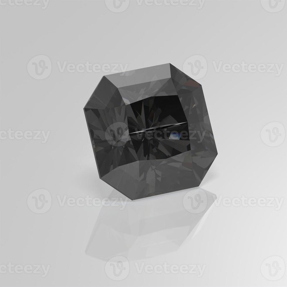 diamante negro piedra preciosa radiante cuadrado 3d render foto