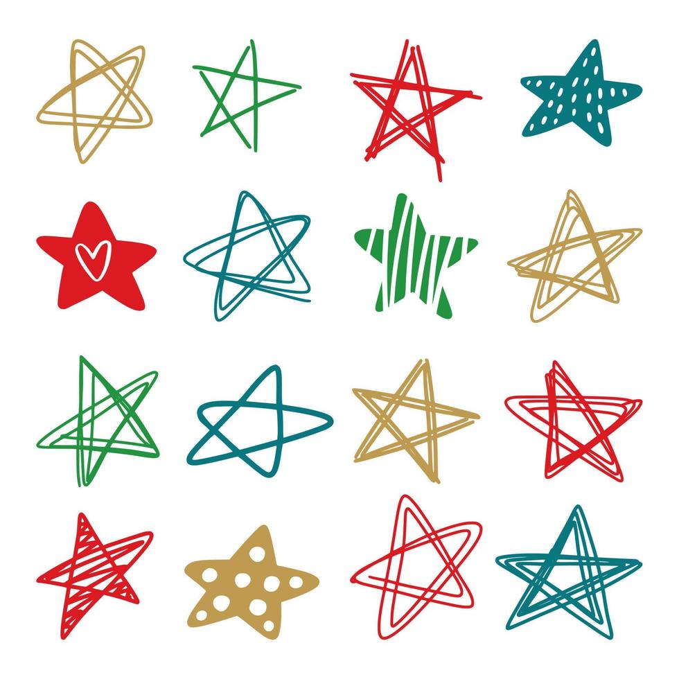 colección de estrellas dibujadas a mano vector