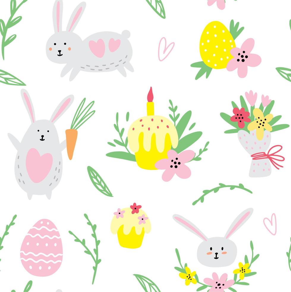 Easter collection of rabbits drawn by hand vector