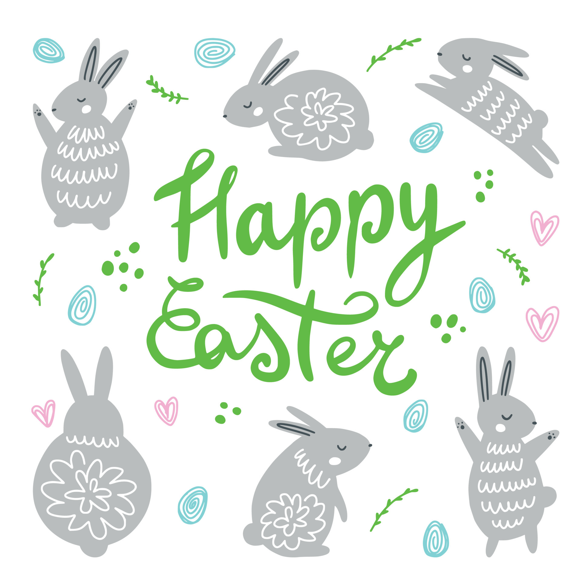 Easter collection of rabbits drawn by hand 6569901 Vector Art at Vecteezy