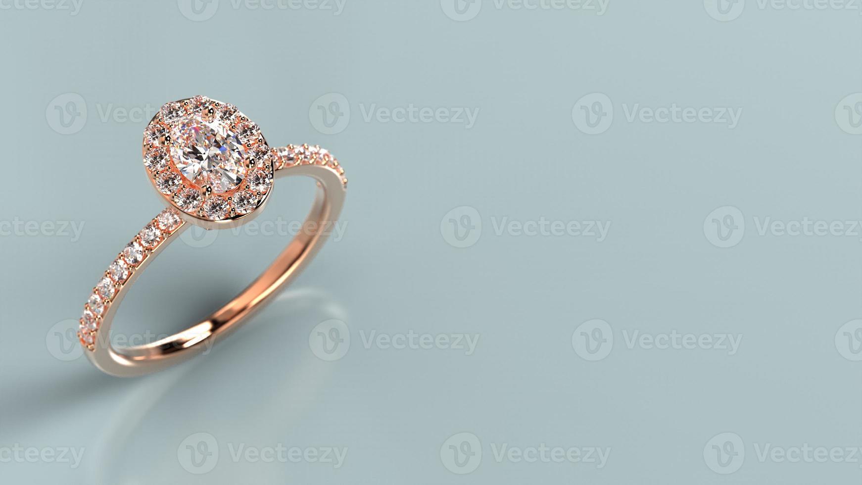 oval halo rose gold engagement ring with side stones photo