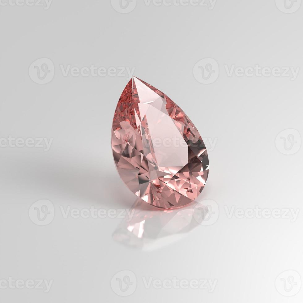 rose quartz gemstone pear drop 3D render photo