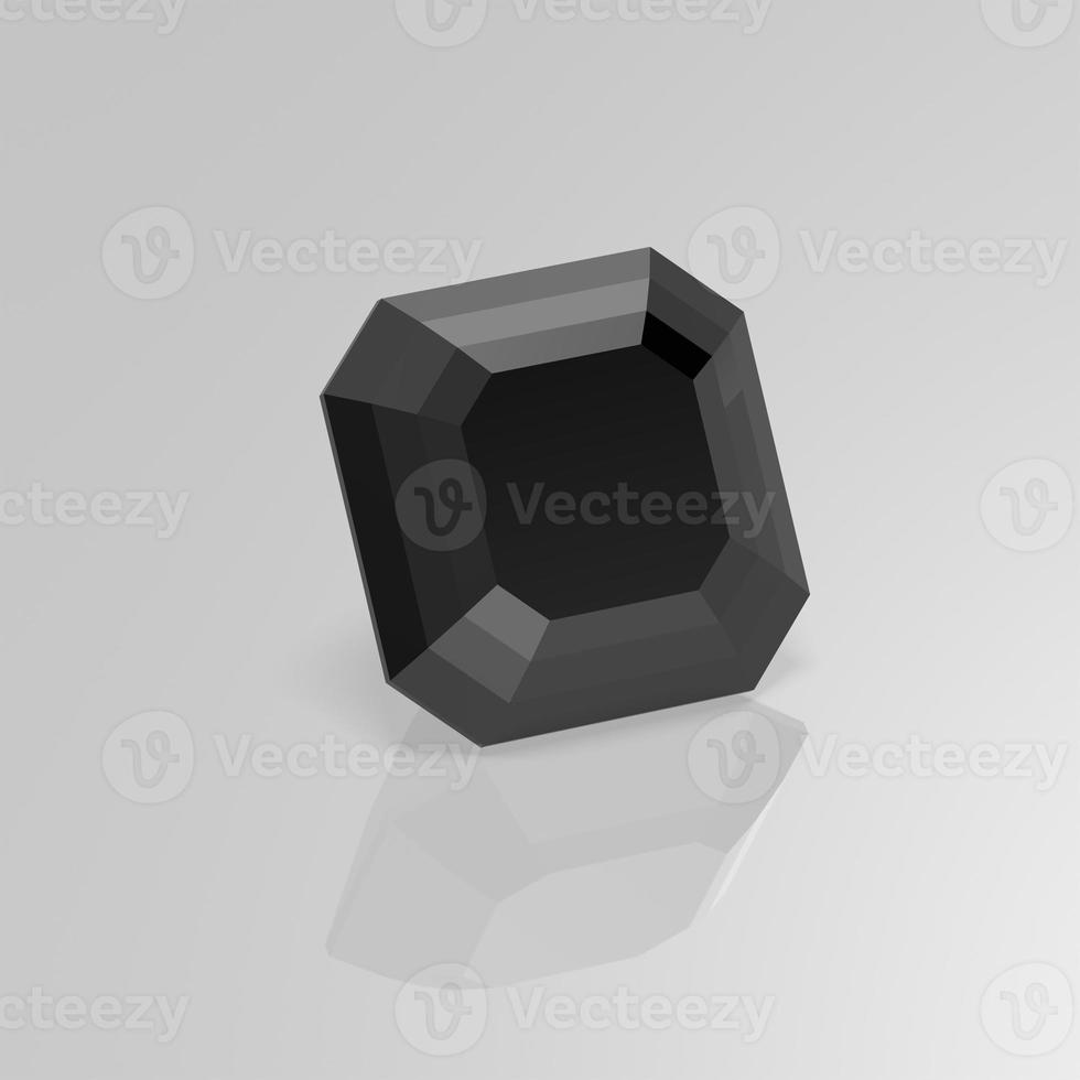 black onyx gemstone asscher 3D render photo