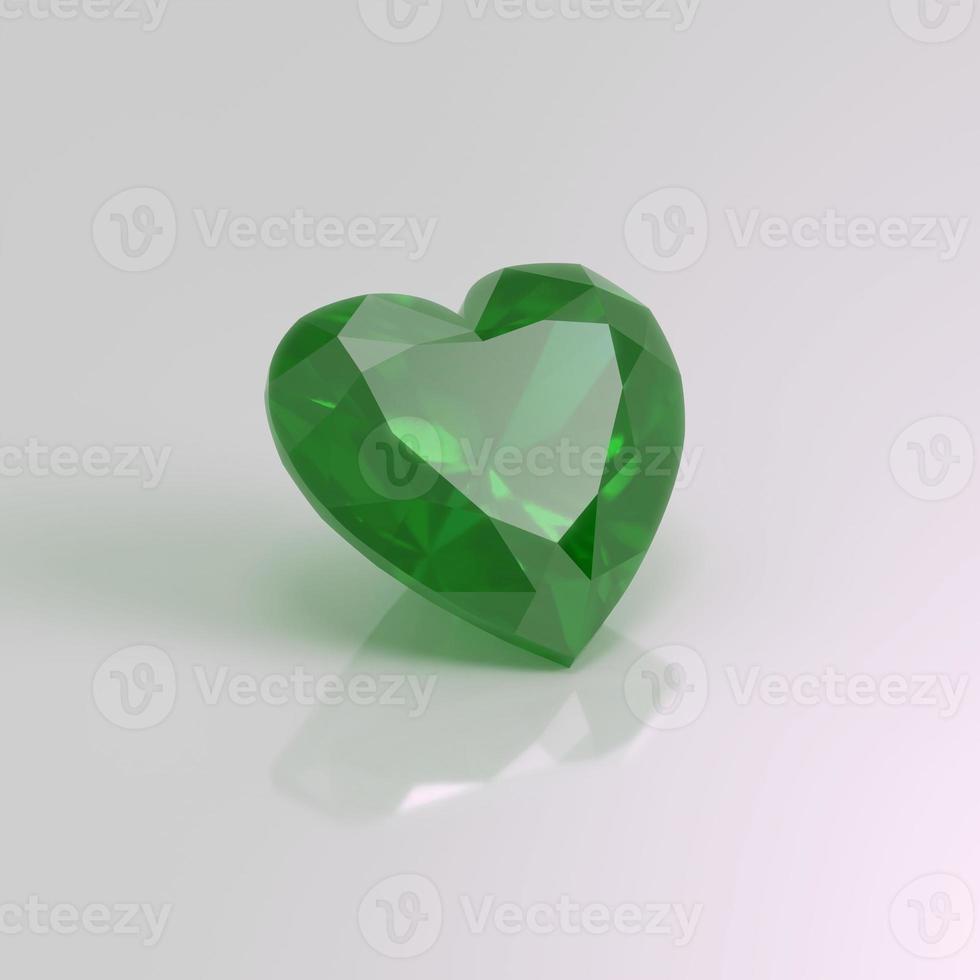 emerald gemstone heart 3D render photo