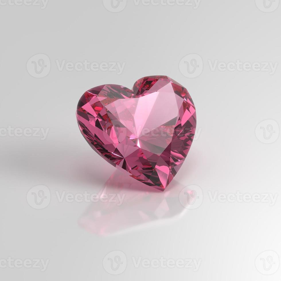 pink tourmaline gemstone heart 3D render photo