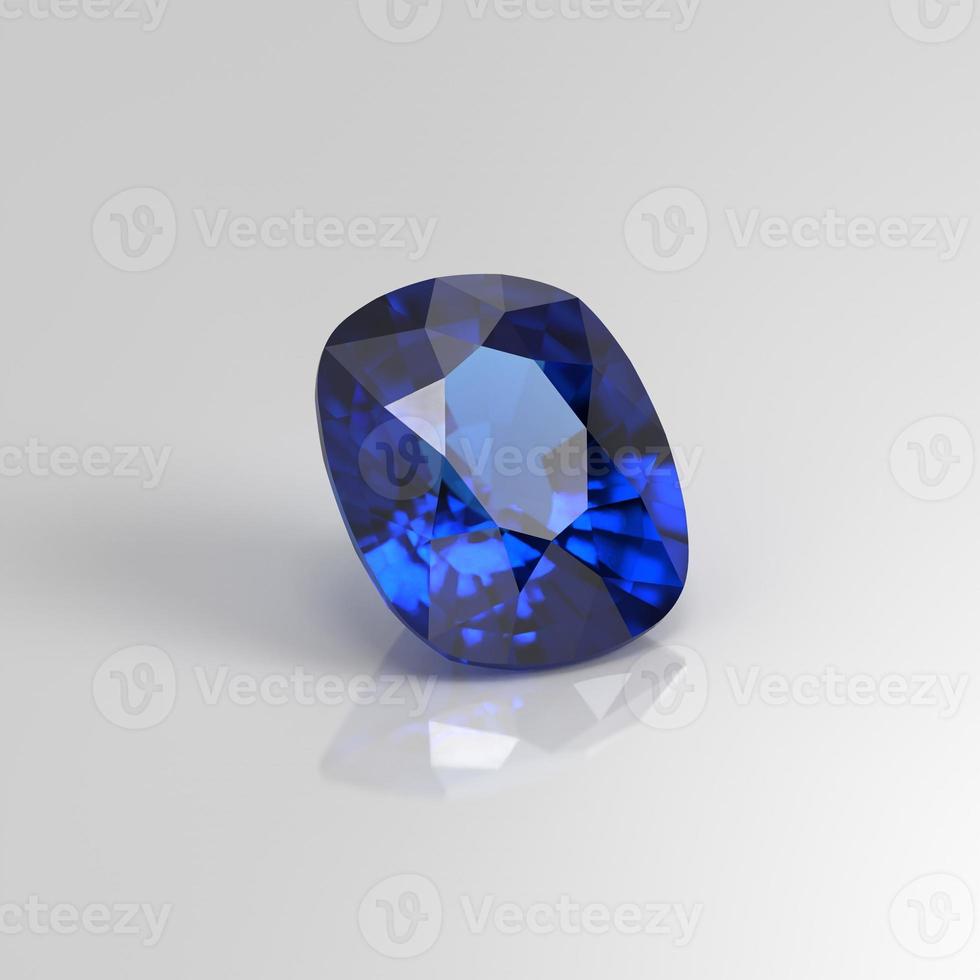 blue sapphire gemstone cushion 3D render photo