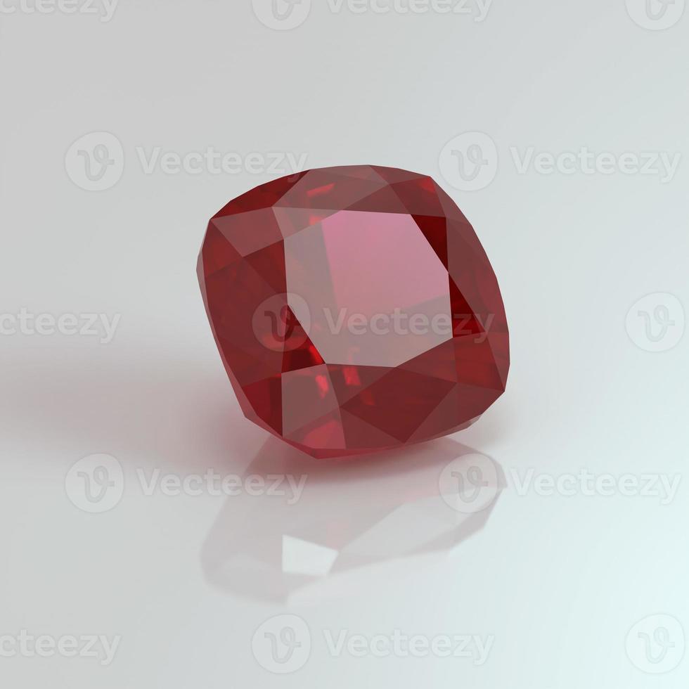 ruby gemstone cushion square 3D render photo