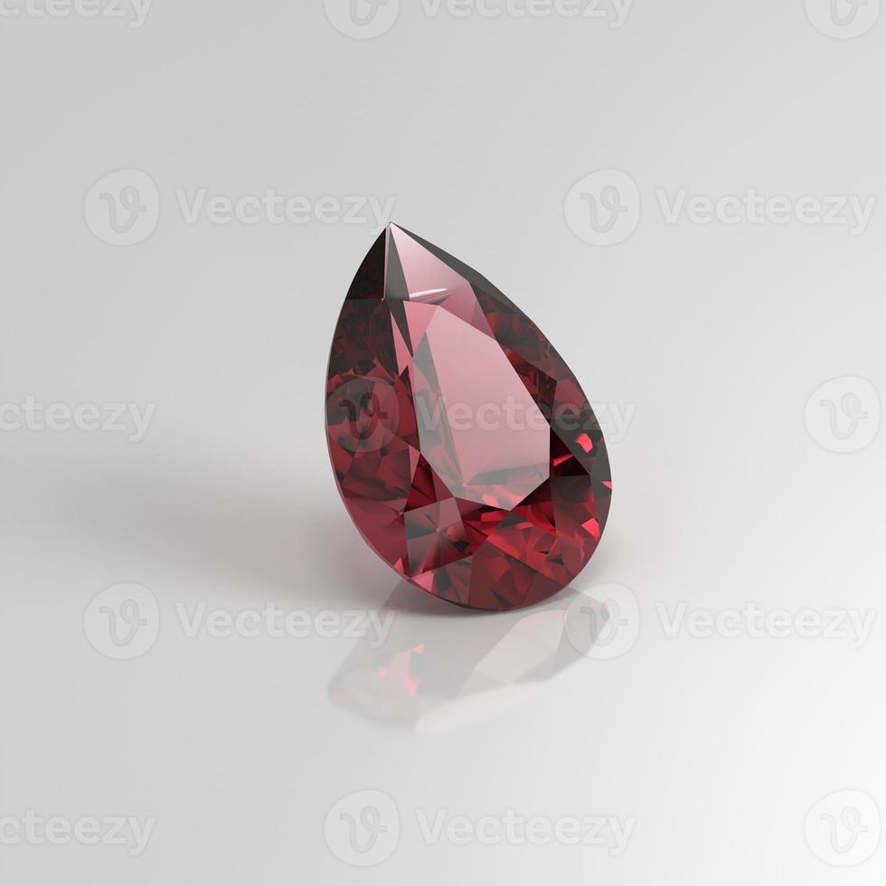 garnet gemstone pear drop 3D render photo