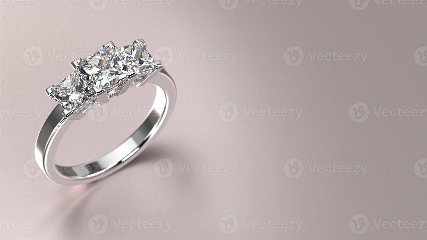 white gold engagement ring with diamond 3d render with beautiful background photo