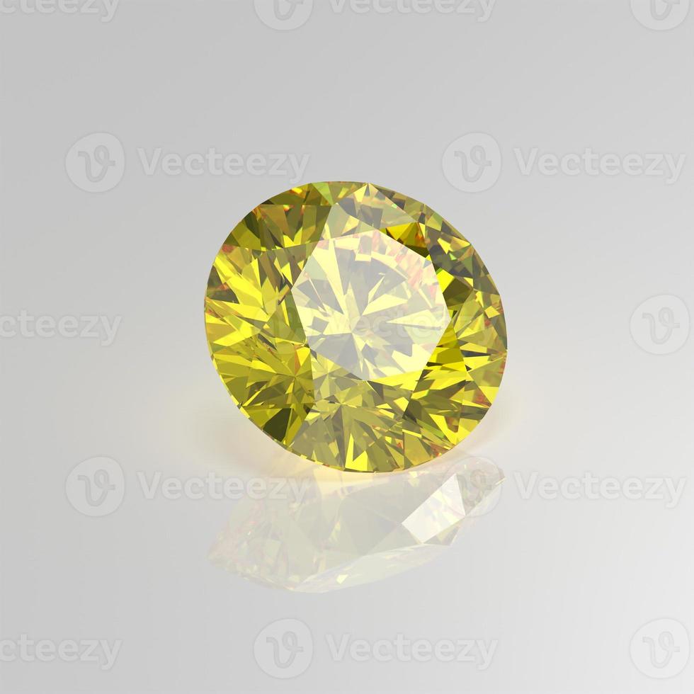 diamante amarillo piedra preciosa ronda 3d render foto