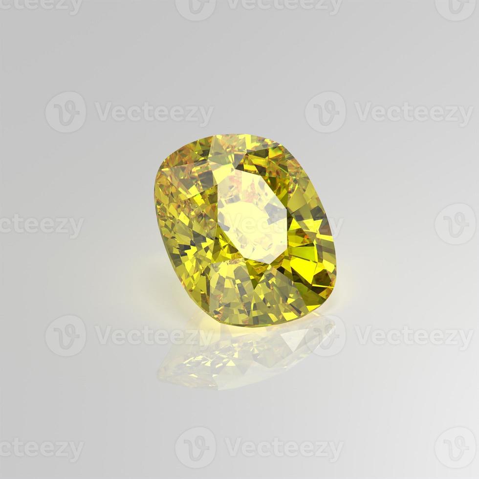 cojín de piedras preciosas de diamante amarillo render 3d foto