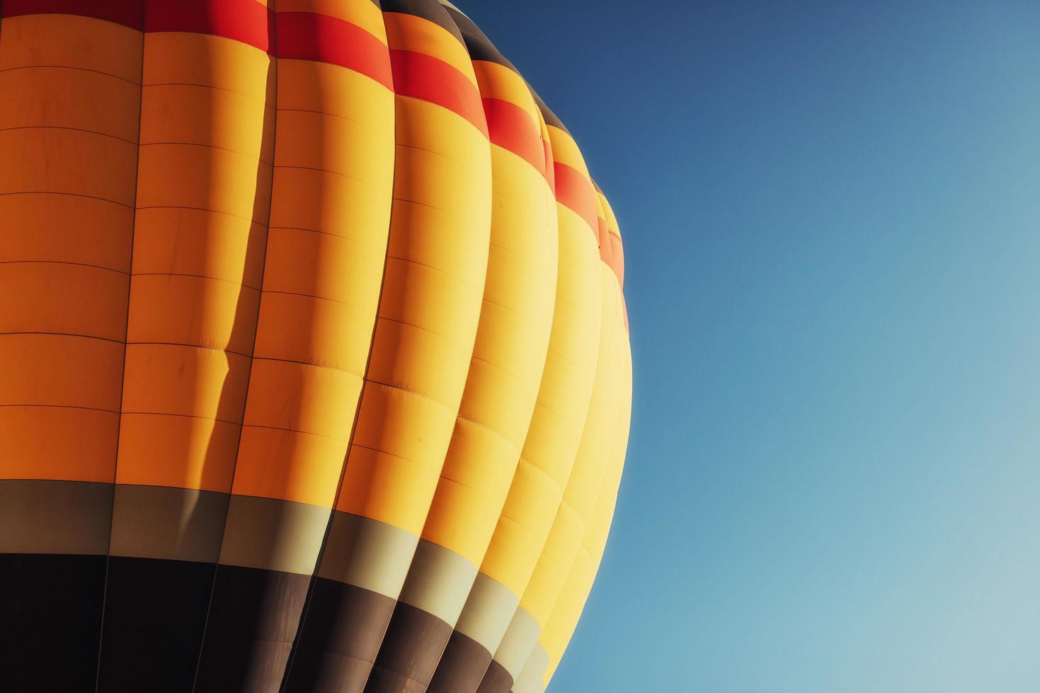 color hot air balloon with close up view against photo