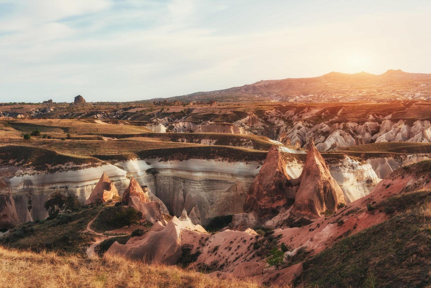 Fantastic sunrise over the Red Valley in Cappadocia, Anatolia, T photo