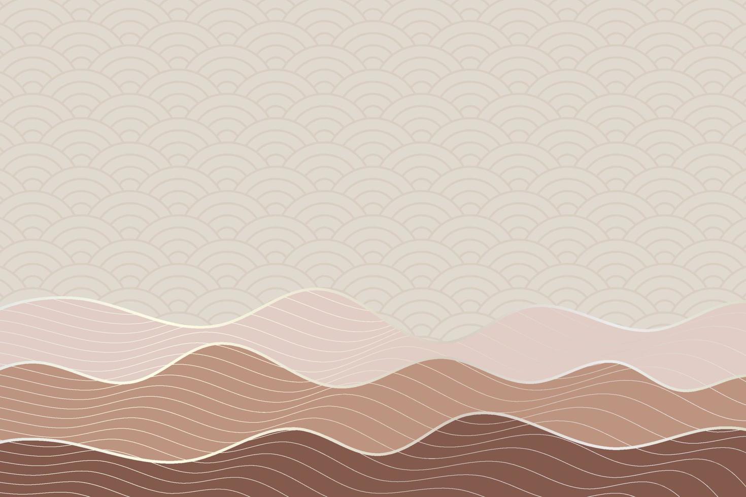 abstract wave style background with geometric japanese pattern and wavy striped lines vector