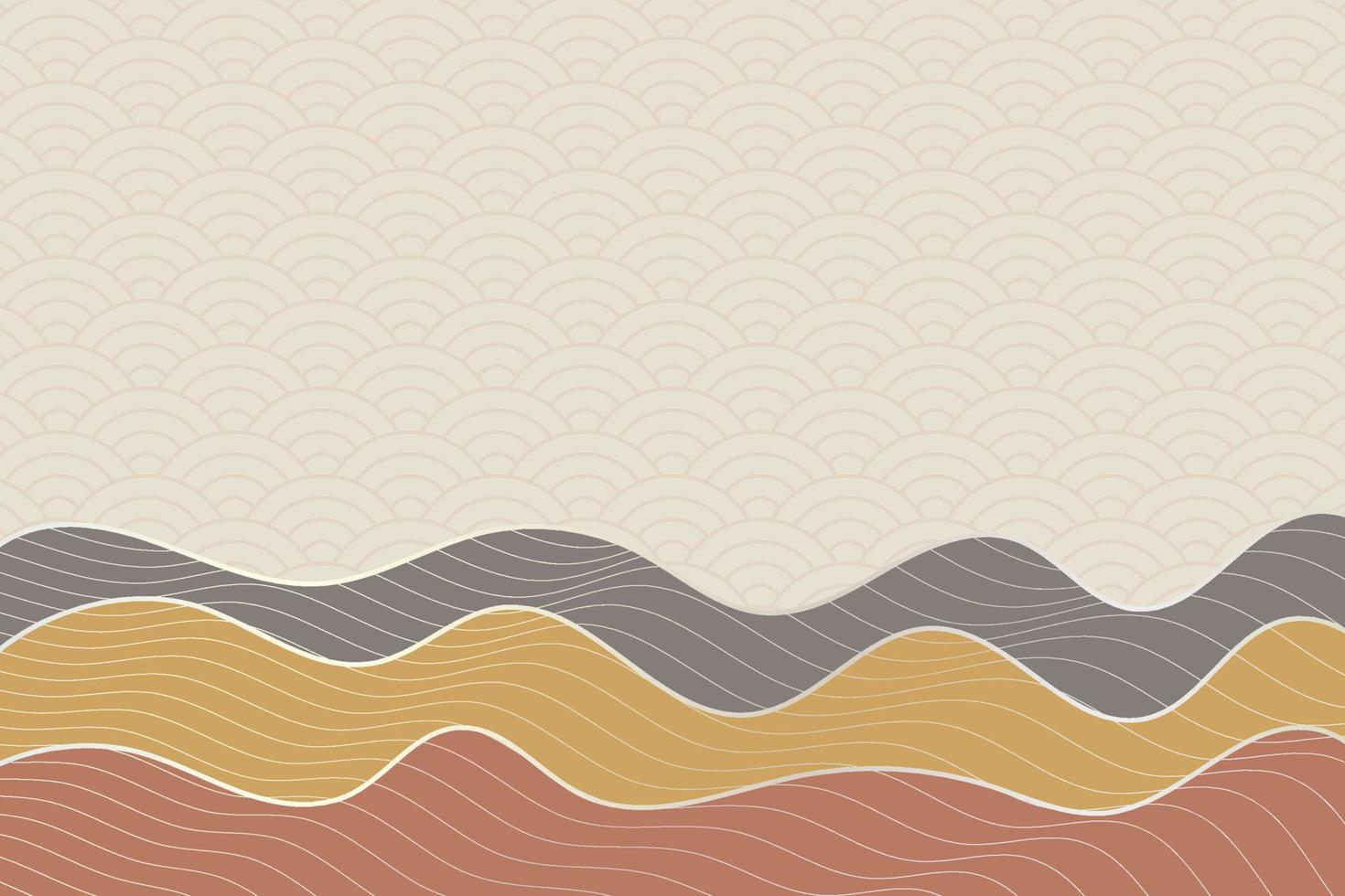 abstract wave style background with geometric japanese pattern and wavy striped lines vector