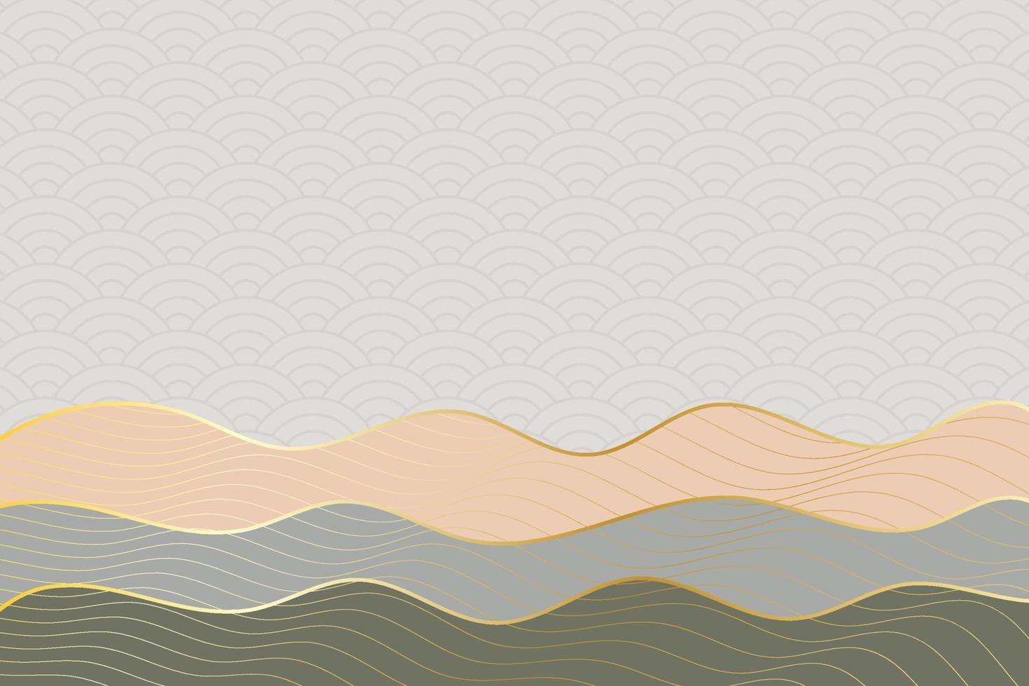 abstract wave style background with geometric japanese pattern and wavy striped lines vector