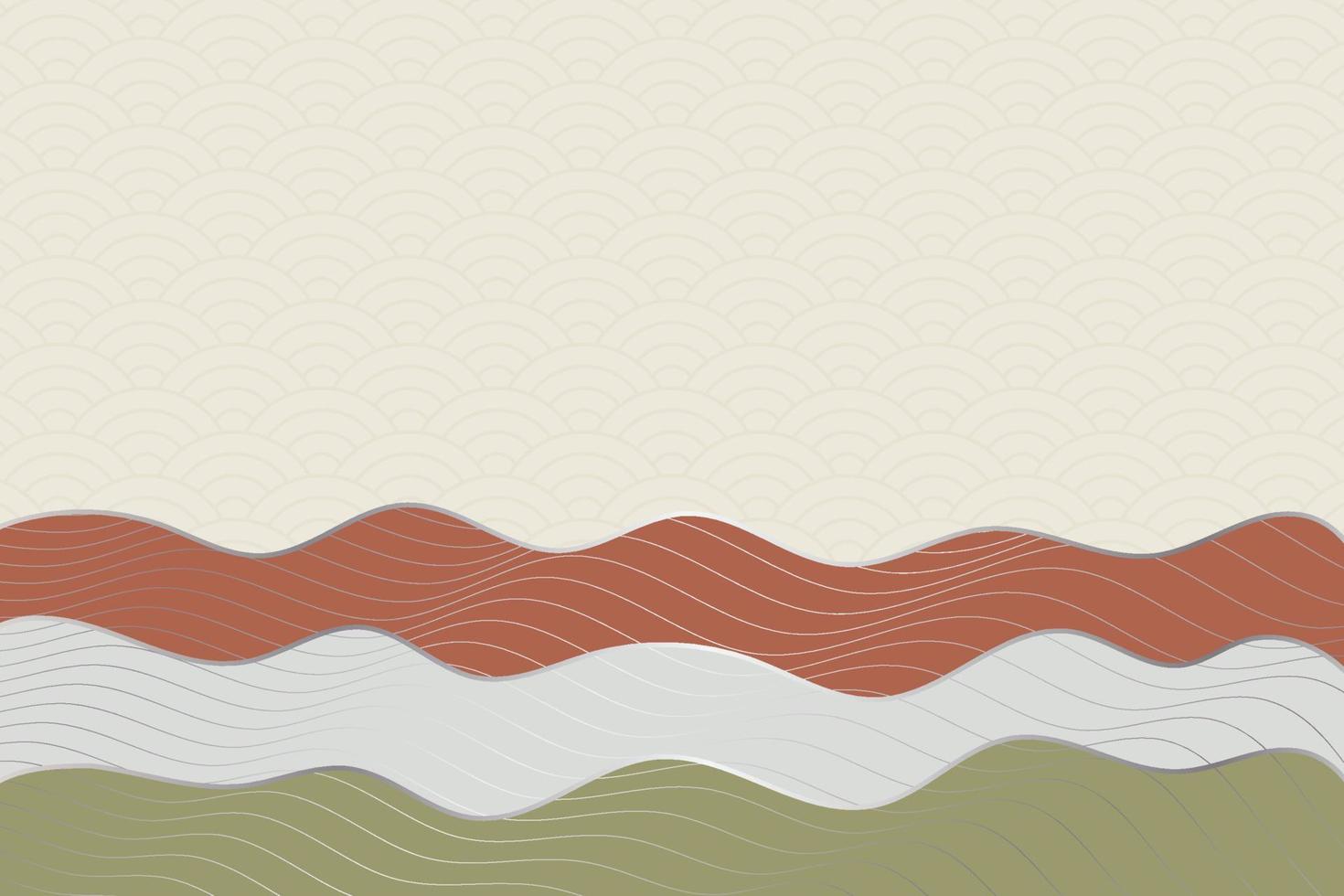 abstract wave style background with geometric japanese pattern and wavy striped lines vector