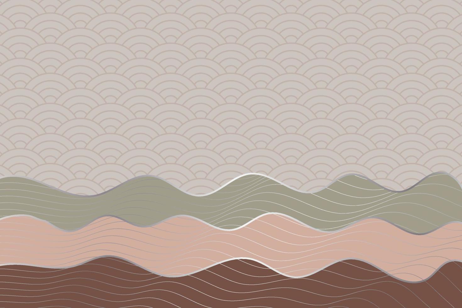abstract wave style background with geometric japanese pattern and wavy striped lines vector